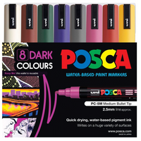POSCA PC-5M dark colour tones wallet of 8 in packaging
