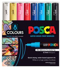 POSCA PC-1M wallet of 8 assorted colours with extra fine tips