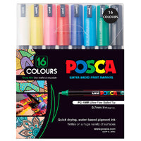 POSCA PC-1MR wallet of 16 assorted colours with ultra fine tips