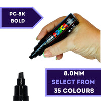 POSCA PC-8K broad 8mm chisel tip paint marker, 35 colours available at PoscART
