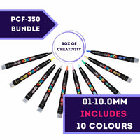 POSCA PCF-350 brush tip paint marker set of 10 colours in PoscART packaging