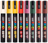 PoscART POSCA PC-5M autumn tones set of 8 showing the capped colours