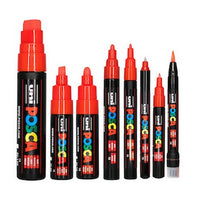 POSCA red paint markers, assorted tip sizes from extra-broad to brush