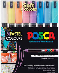 POSCA PC-1MR soft pastel wallet of 8 in pastel toned packaging