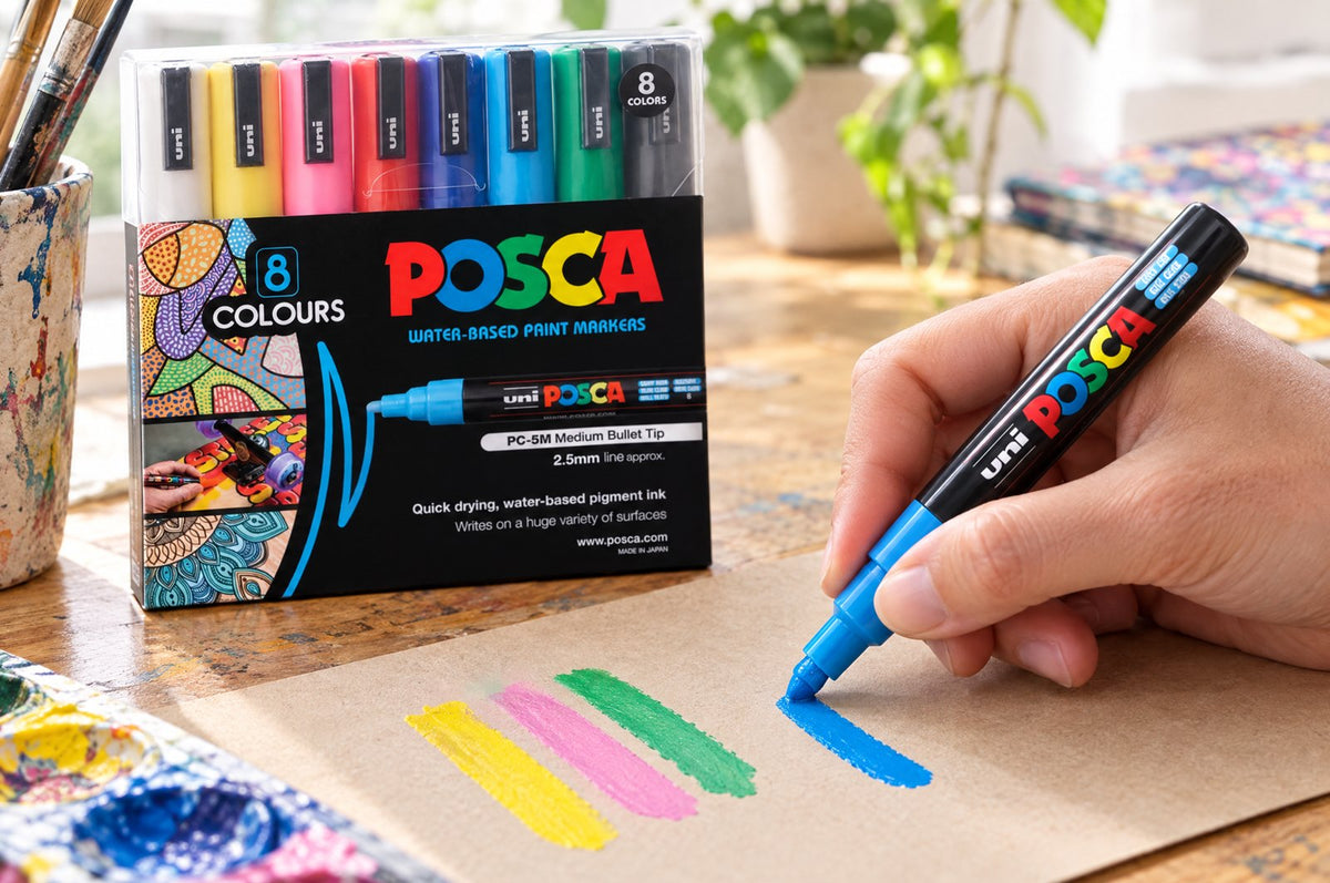 Priming a POSCA PC-5M marker on scrap paper