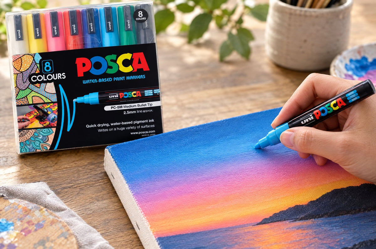 Blending POSCA PC-5M colours on canvas