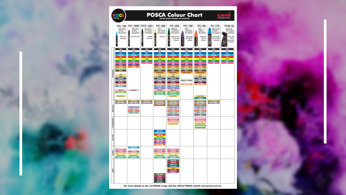 Download the 2023 Posca Colour Chart with New Mop’r Range
