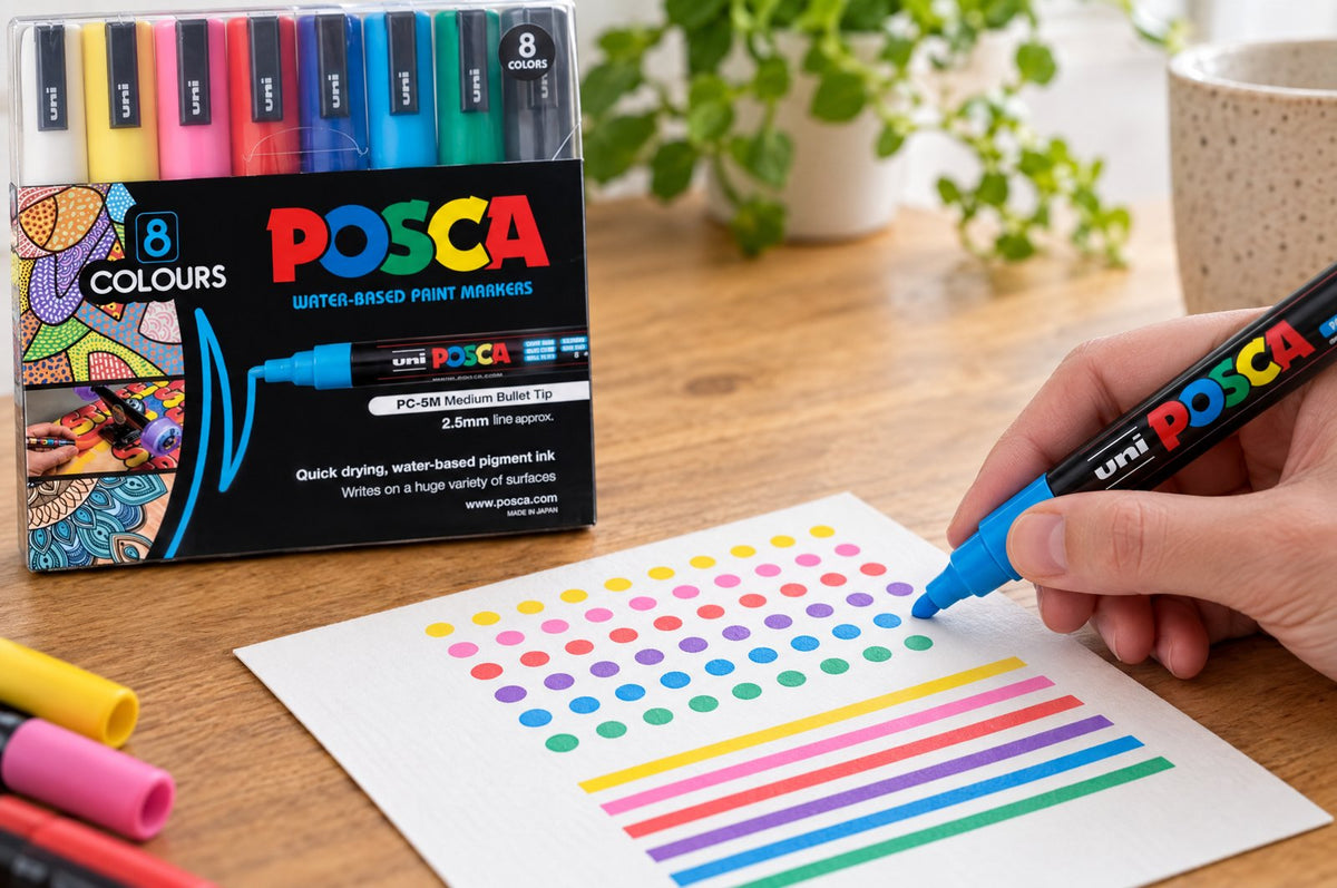POSCA bullet tip marker drawing dots and lines