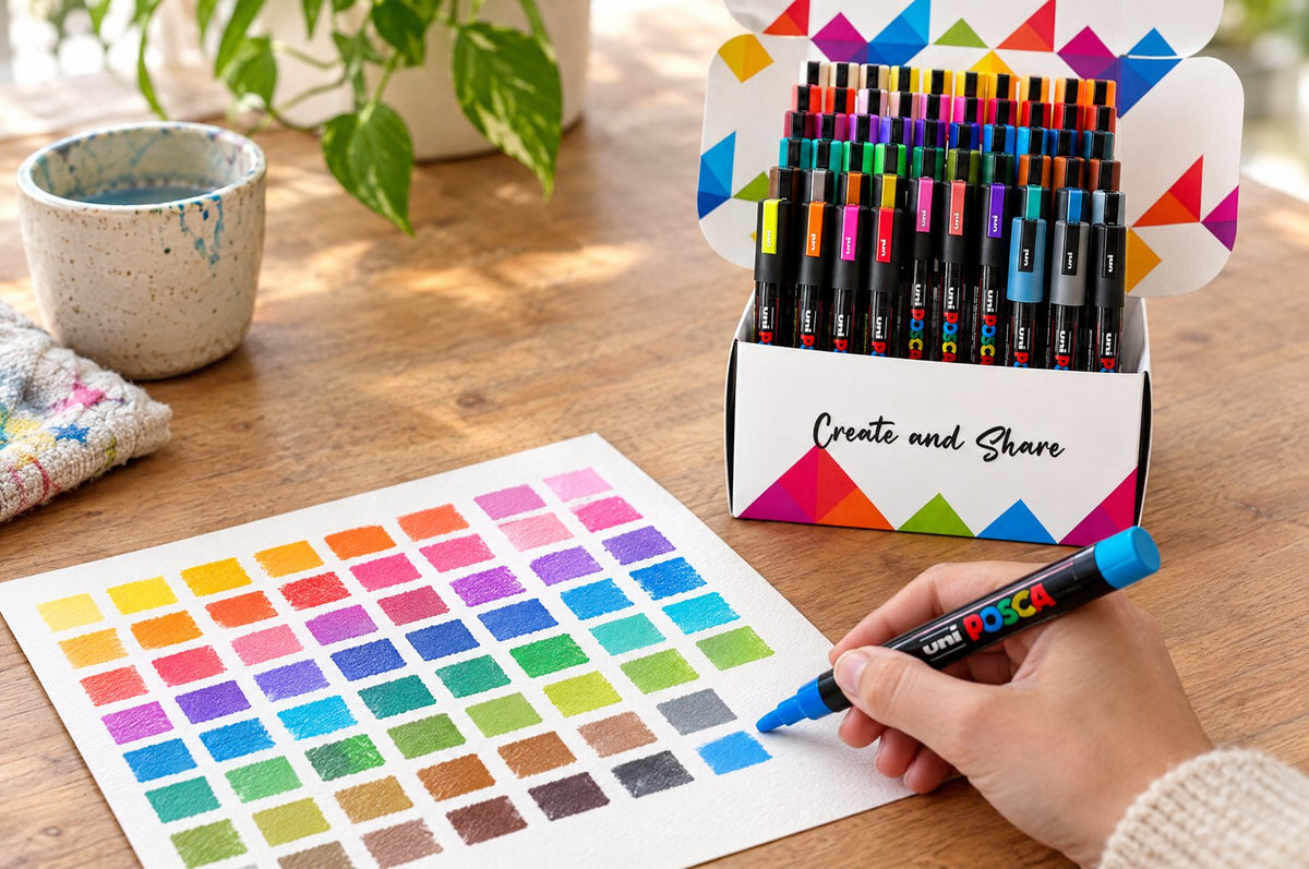 The full POSCA PC-5M colour range with swatches