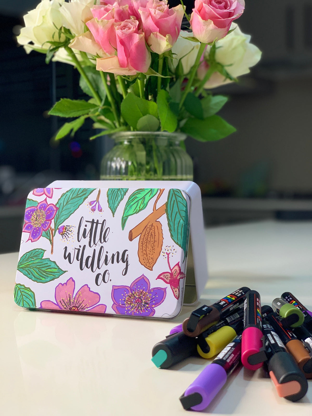 Transform Metal Little Wildling Co’s Tea Tin with Posca