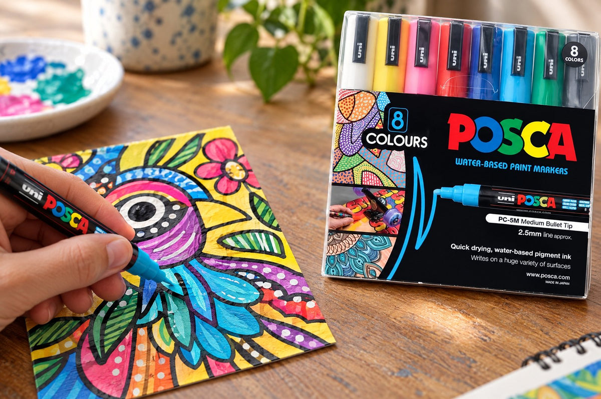 Layering POSCA PC-5M colours on card