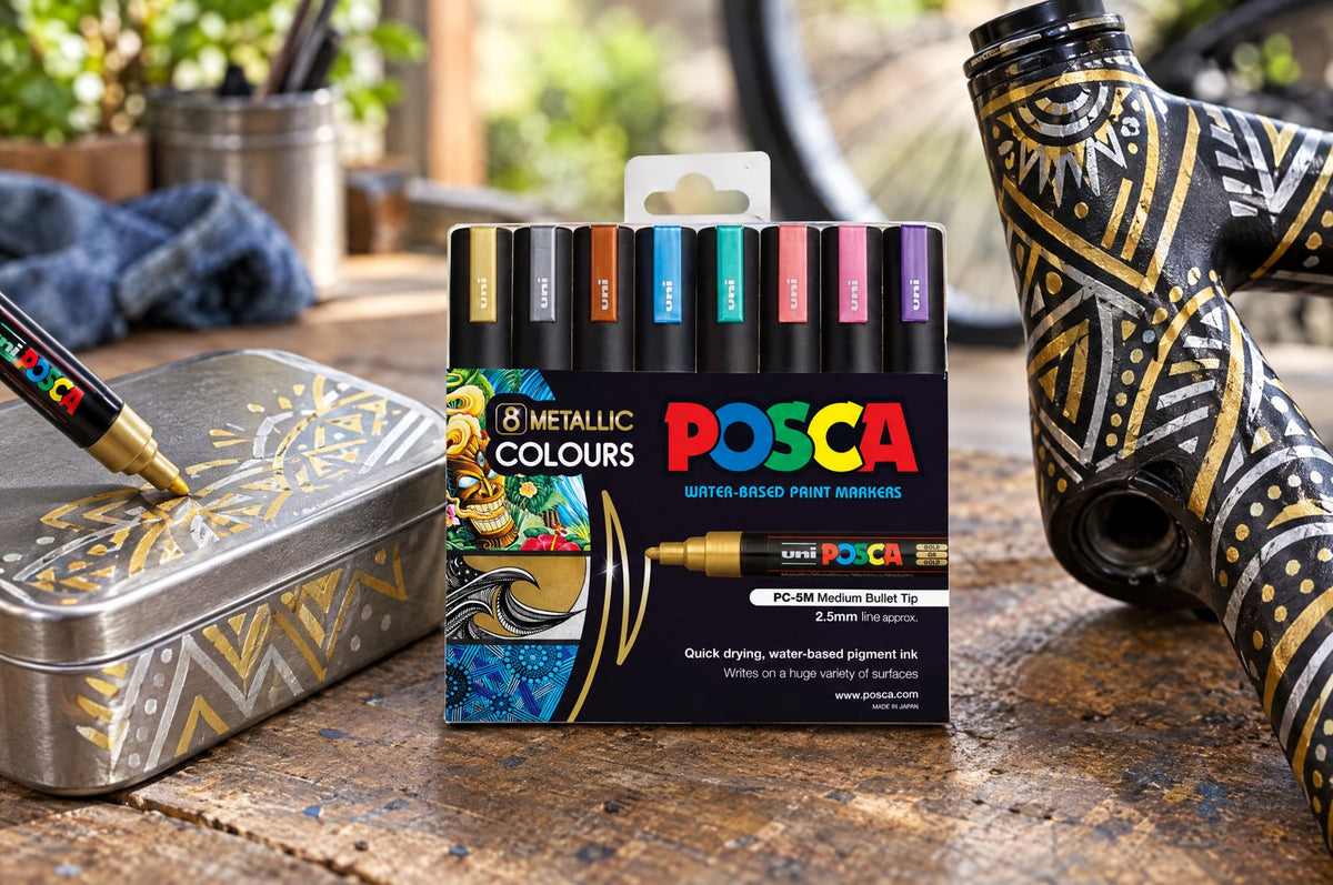 POSCA PC-5M metallic markers decorating metal items