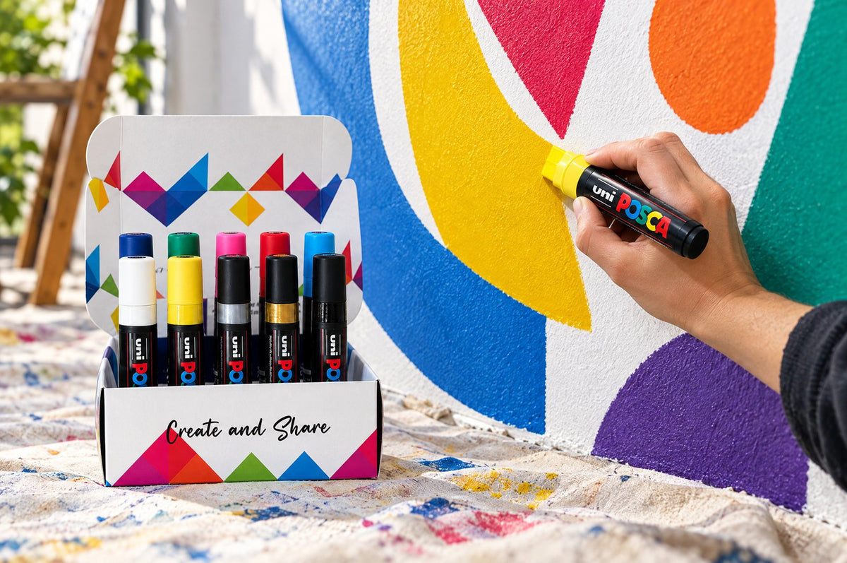 POSCA PC-17K extra-wide marker painting a mural wall
