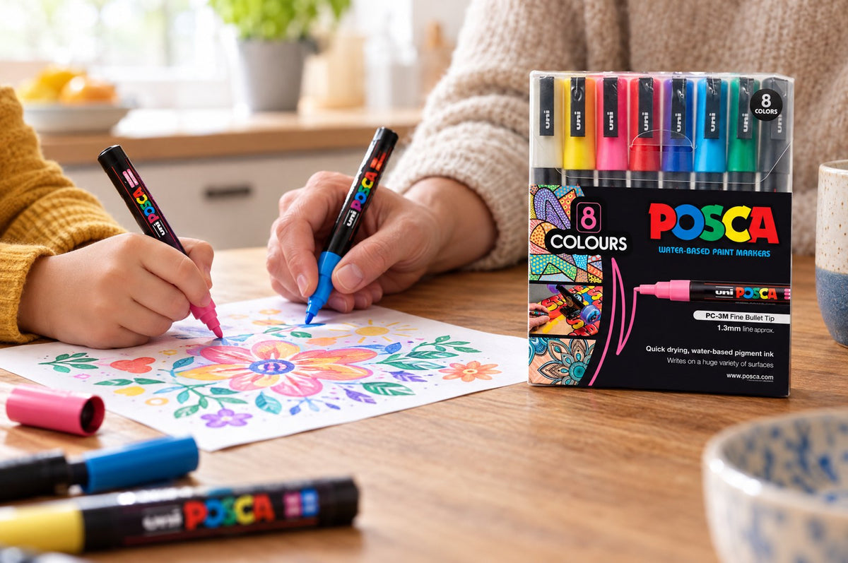 Parent and child drawing with POSCA PC-3M markers