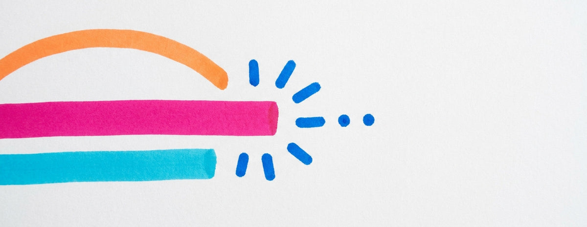 Chalk Marker Sets collection banner - abstract POSCA paint marker strokes on white paper