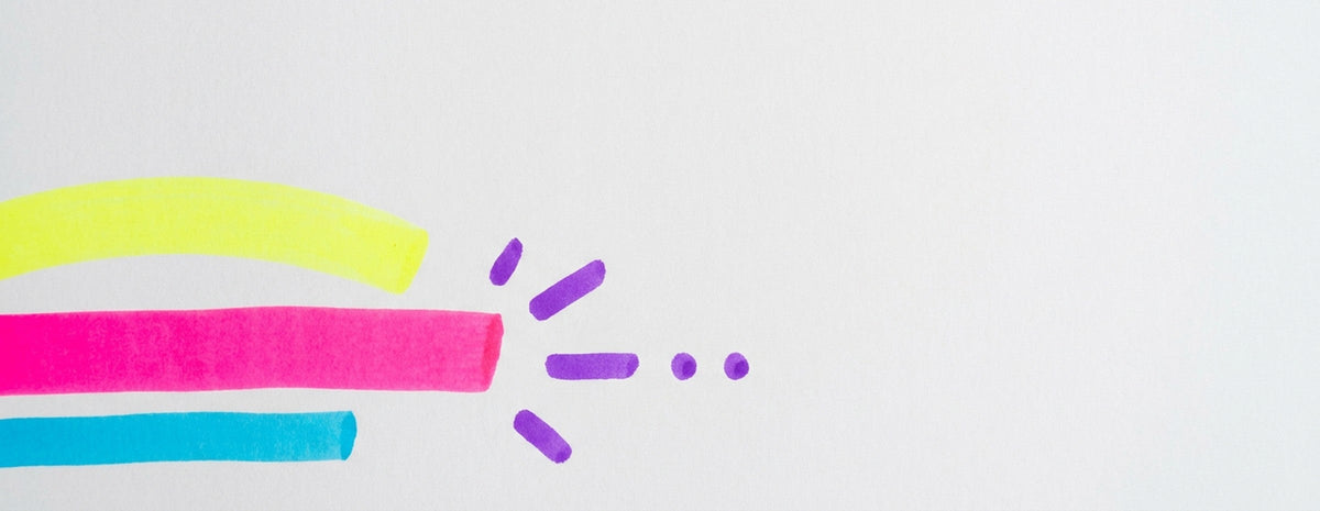 Chalk Markers collection banner - abstract POSCA paint marker strokes on white paper