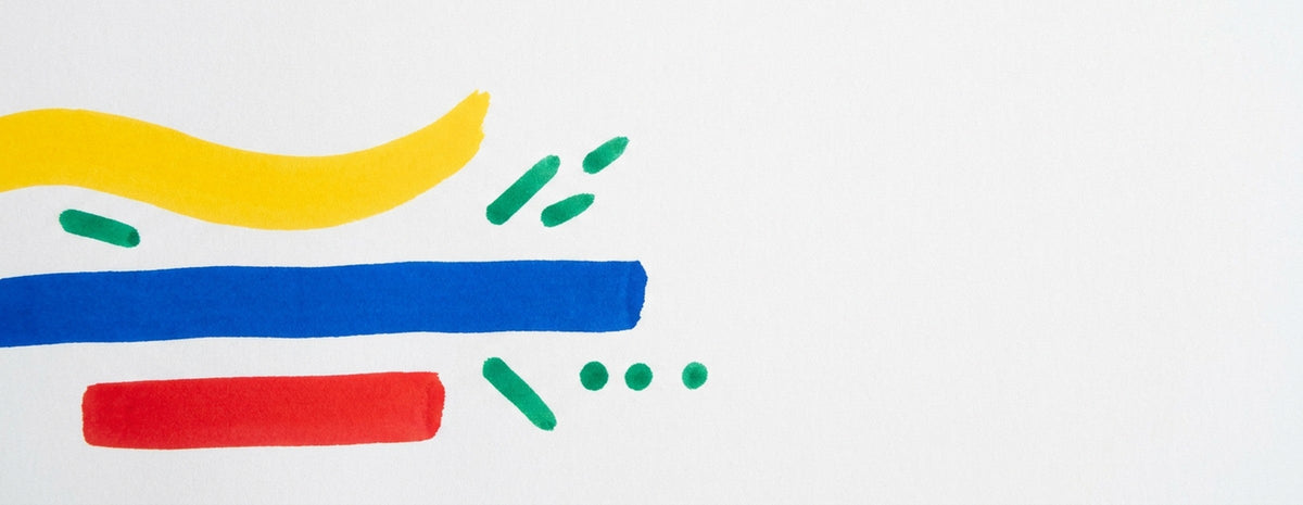 POSCA collection banner - abstract POSCA paint marker strokes on white paper