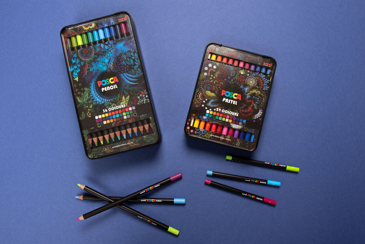 POSCA Pencils set of 36 colours drawing sample on paper