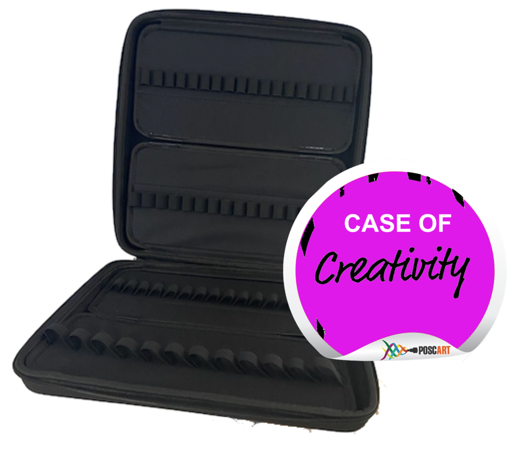 Open POSCA large storage case showing elastic loops
