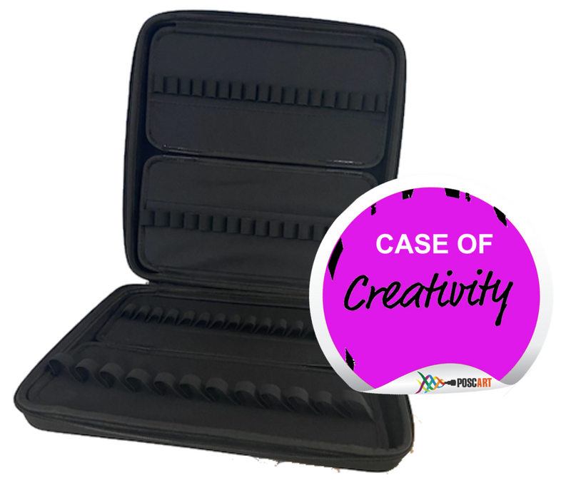 Open POSCA large storage case showing elastic loops