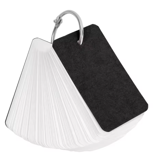 100 white cardstock memo cards on a metal binder ring, blank index cards