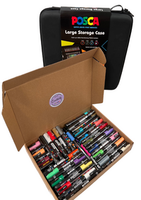 POSCA large storage case Series I kit with 60 markers and the box