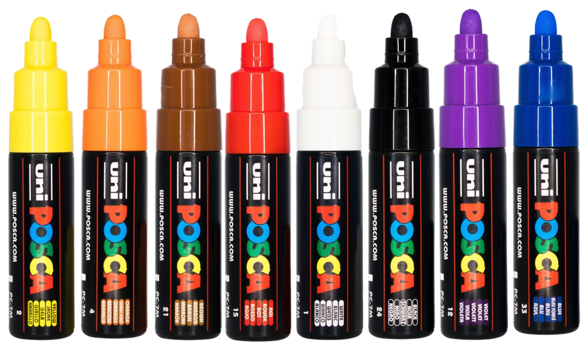 The eight POSCA PC-7M markers from the Indigenous Traditional tones wallet