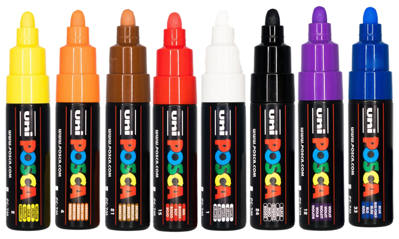 The eight POSCA PC-7M markers from the Indigenous Traditional tones wallet