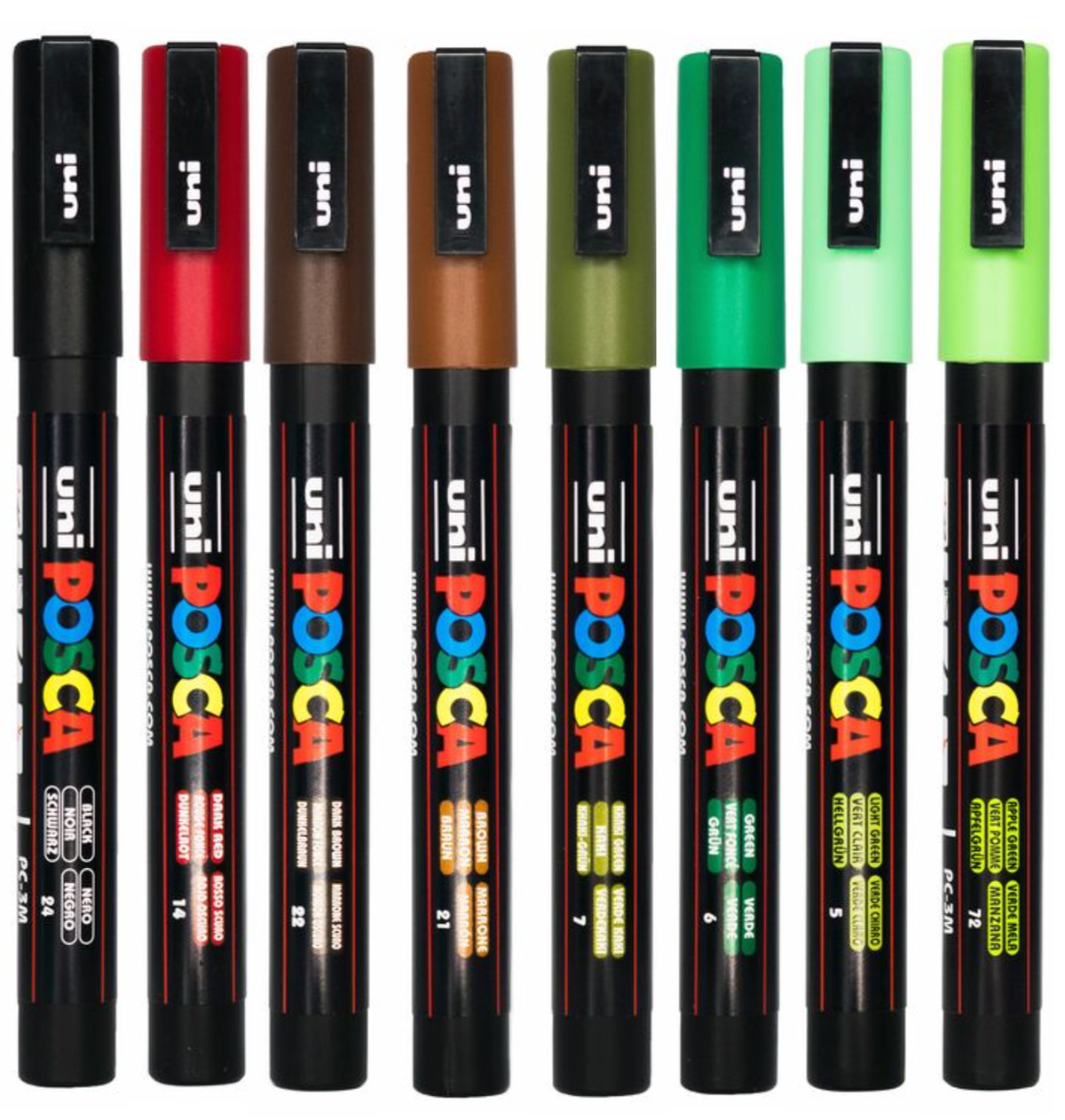 POSCA PC-3M wood tones wallet of 8 in its packaging