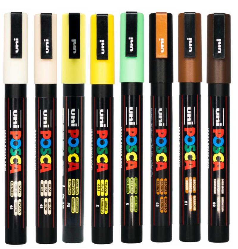 POSCA PC-3M earth tones wallet of 8 in its packaging