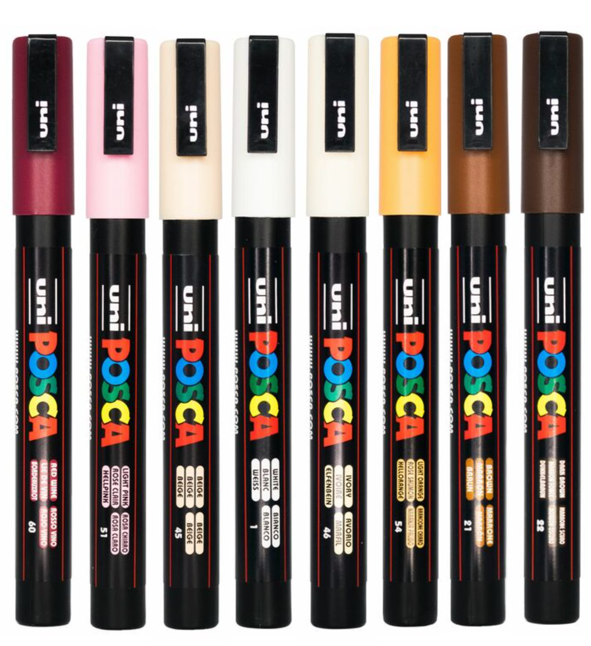POSCA PC-3M warm neutral tones wallet of 8 in its packaging