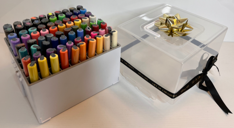 PoscART caddy on a white surface with marker sets