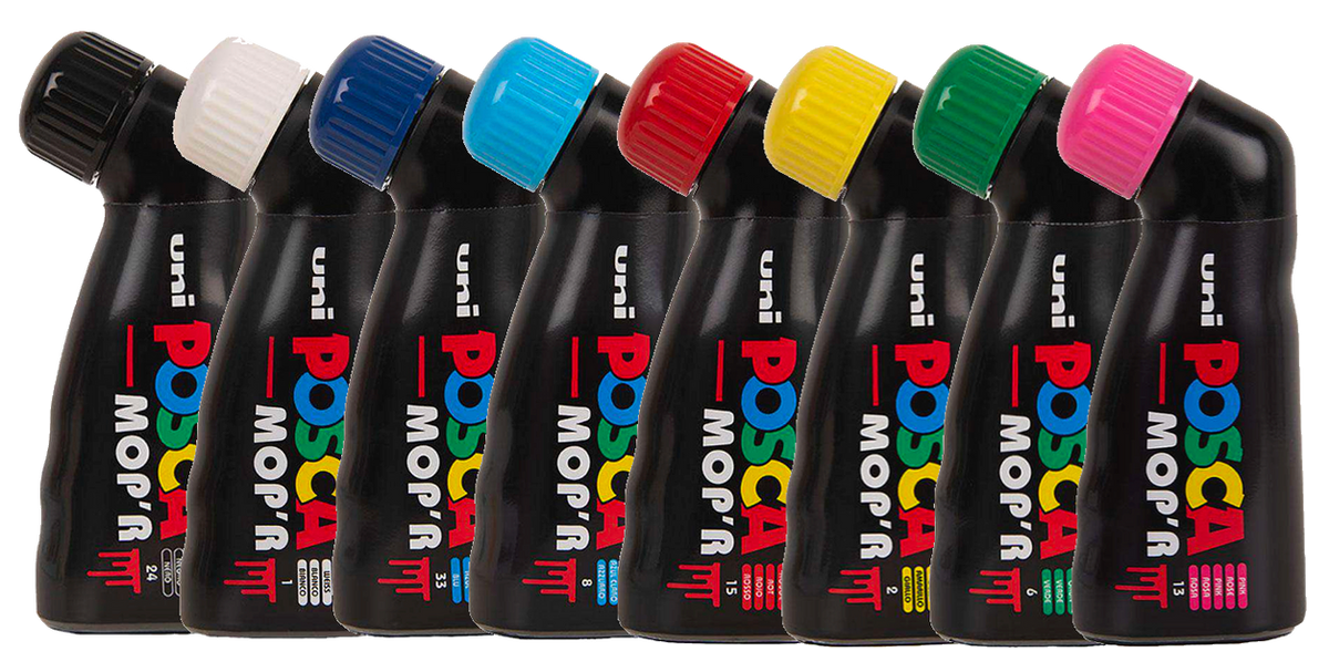 POSCA MOP'R PCM-22 8 pack with coloured caps side by side