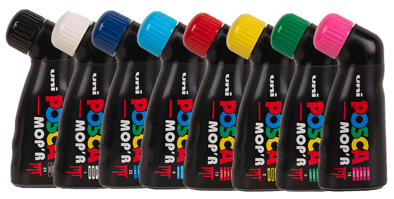 POSCA MOP'R PCM-22 8 pack with coloured caps side by side