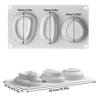 PoscART 3-shaped silicone pebble mould, three pebble cavities in different sizes