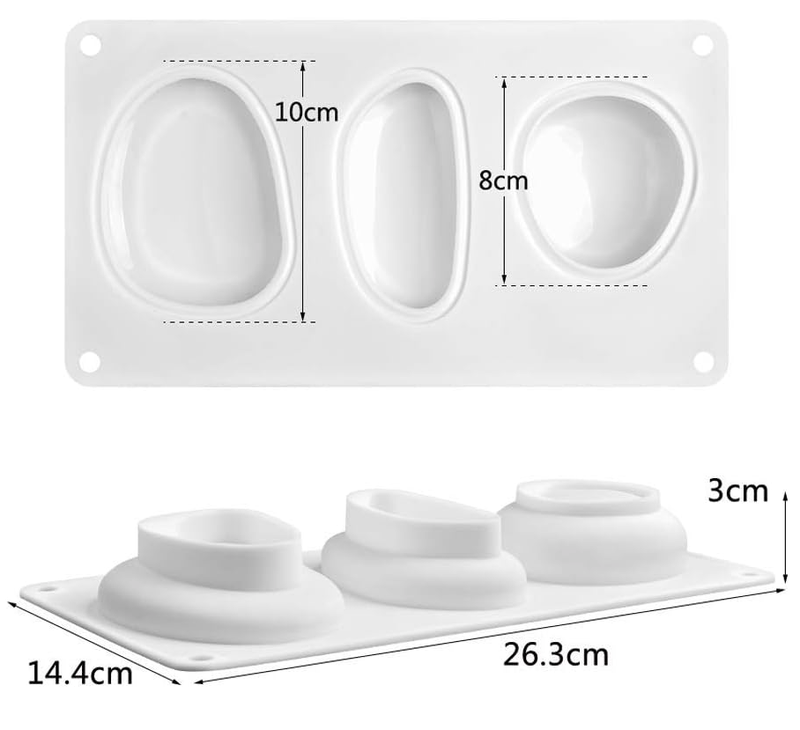 Silicone pebble mould with three shapes from the PoscART rock art kit