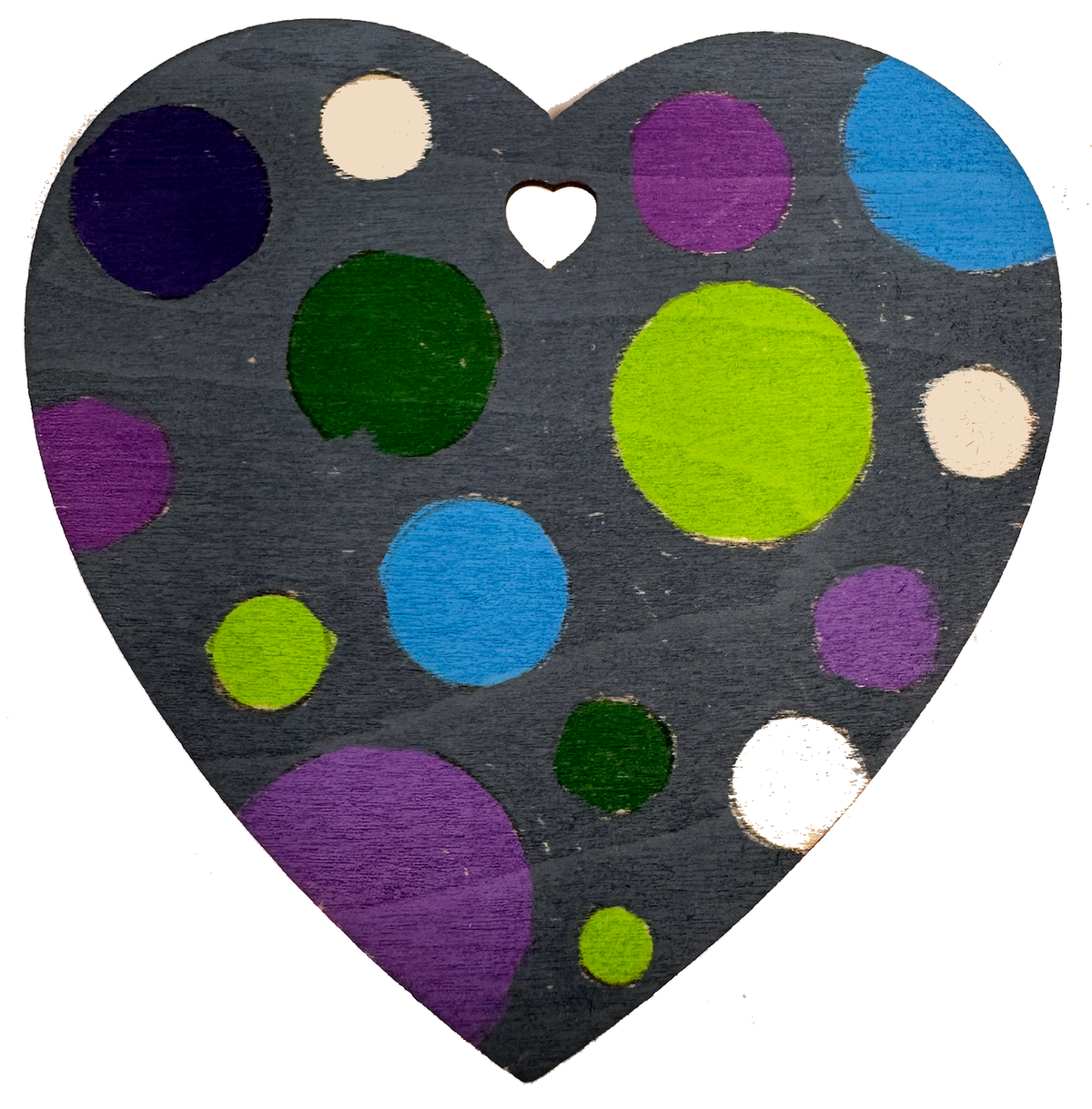 Wooden heart painted with POSCA PC-5M winter tones