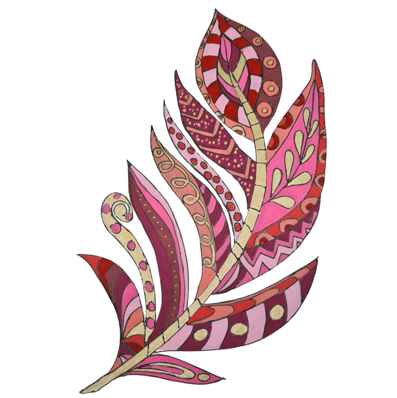 Feather design coloured with POSCA PC-5M Valentines tones