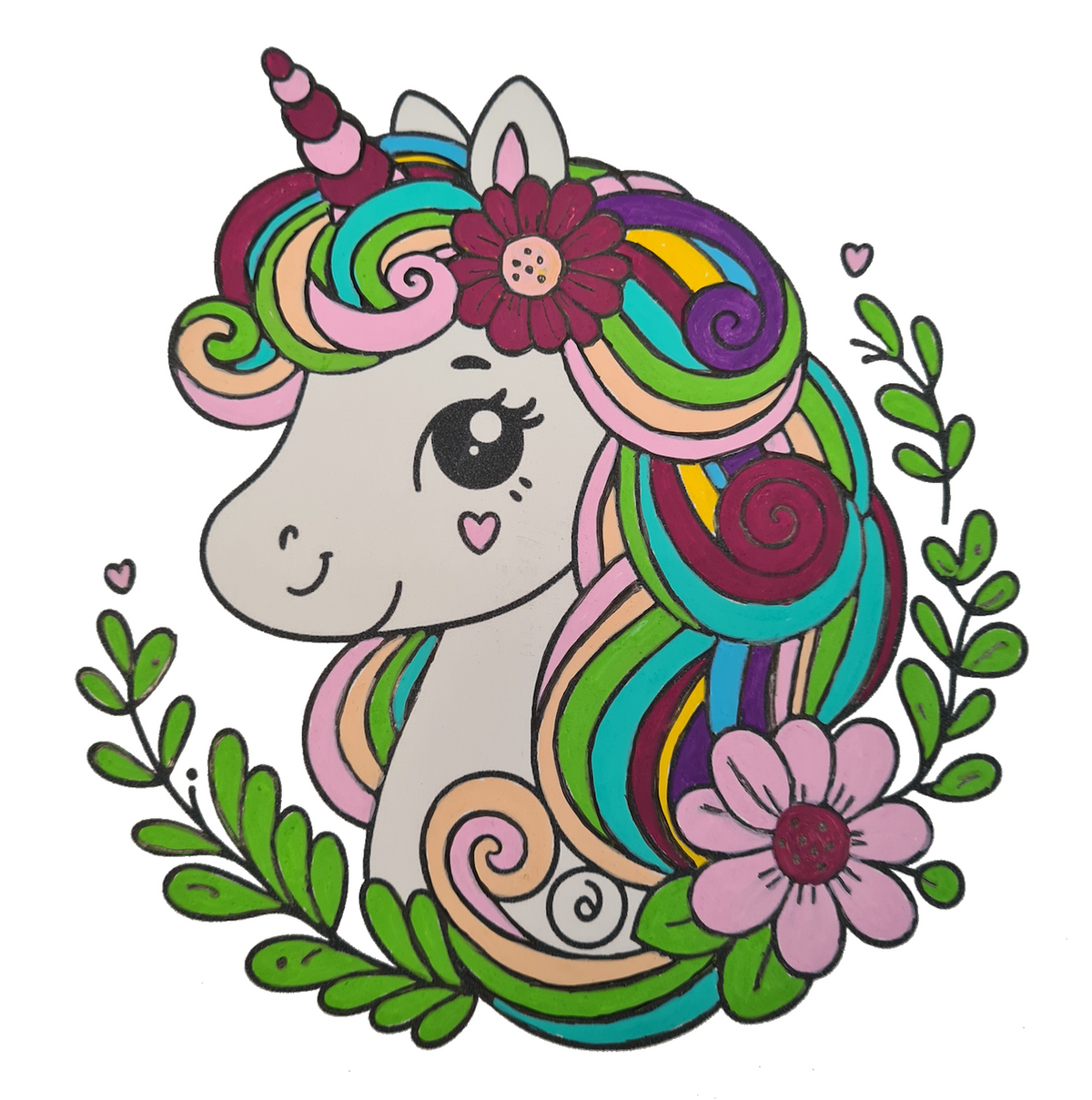 Unicorn illustration made with POSCA PC-5M spring tones