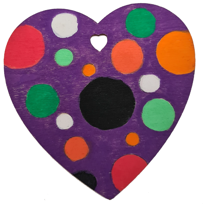 Heart-shaped dot art made with POSCA PC-5M Halloween tones