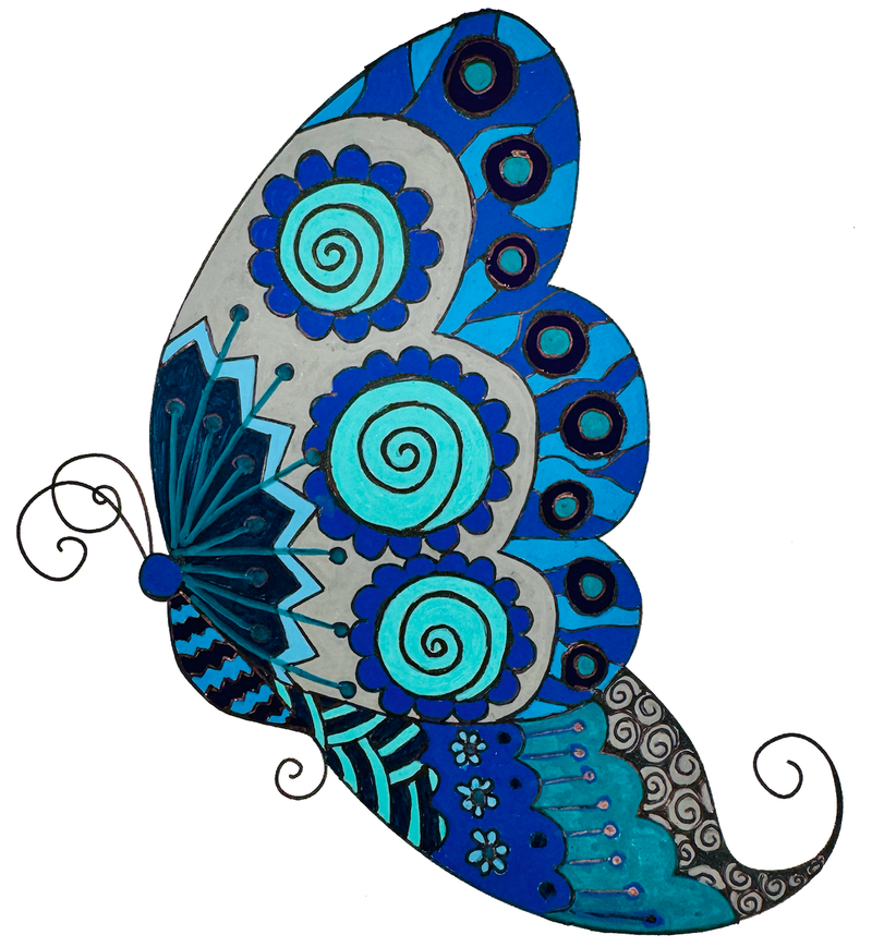 Butterfly design made with POSCA PC-5M cool colour tones