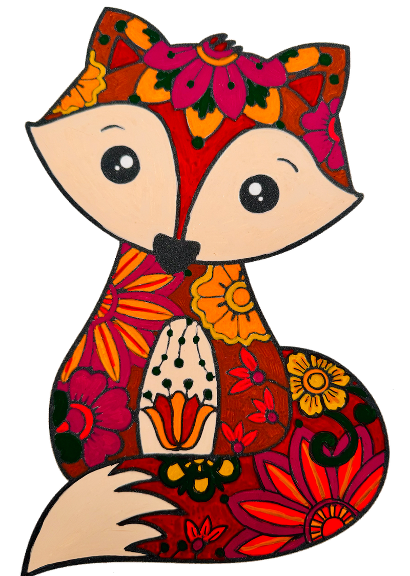 Fox illustration coloured with POSCA PC-5M autumn tones