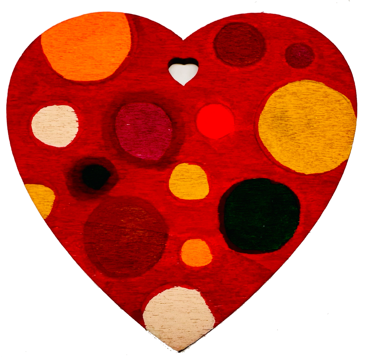 Heart-shaped craft decorated with polka dots in POSCA PC-5M autumn tones