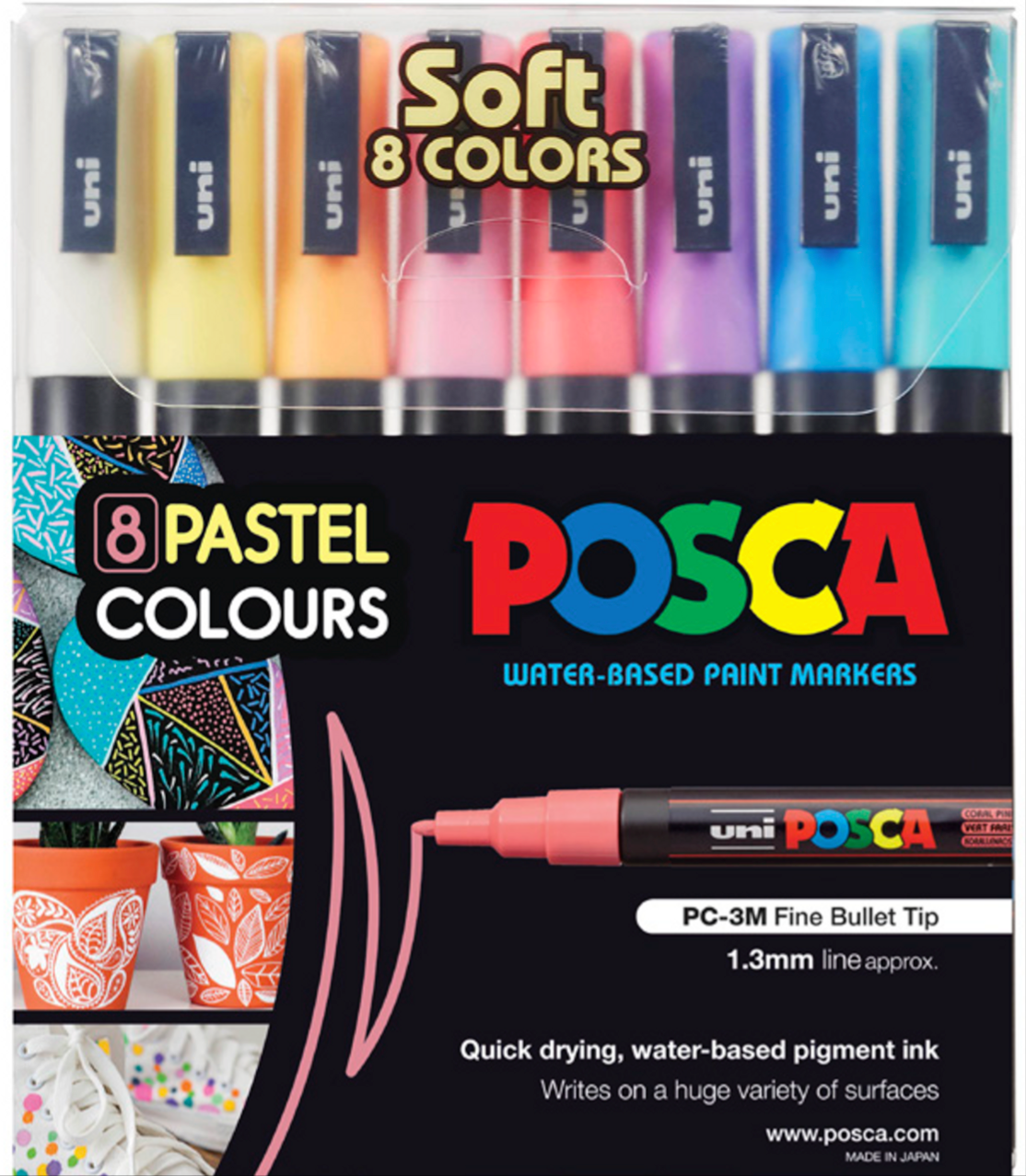 Colouring book page coloured with POSCA PC-3M soft pastel markers