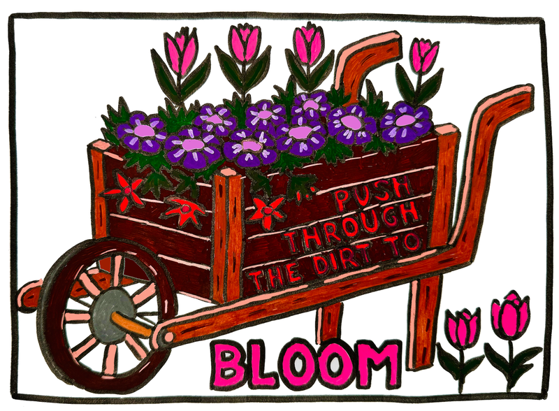 Blooming garden colouring book page with a floral design