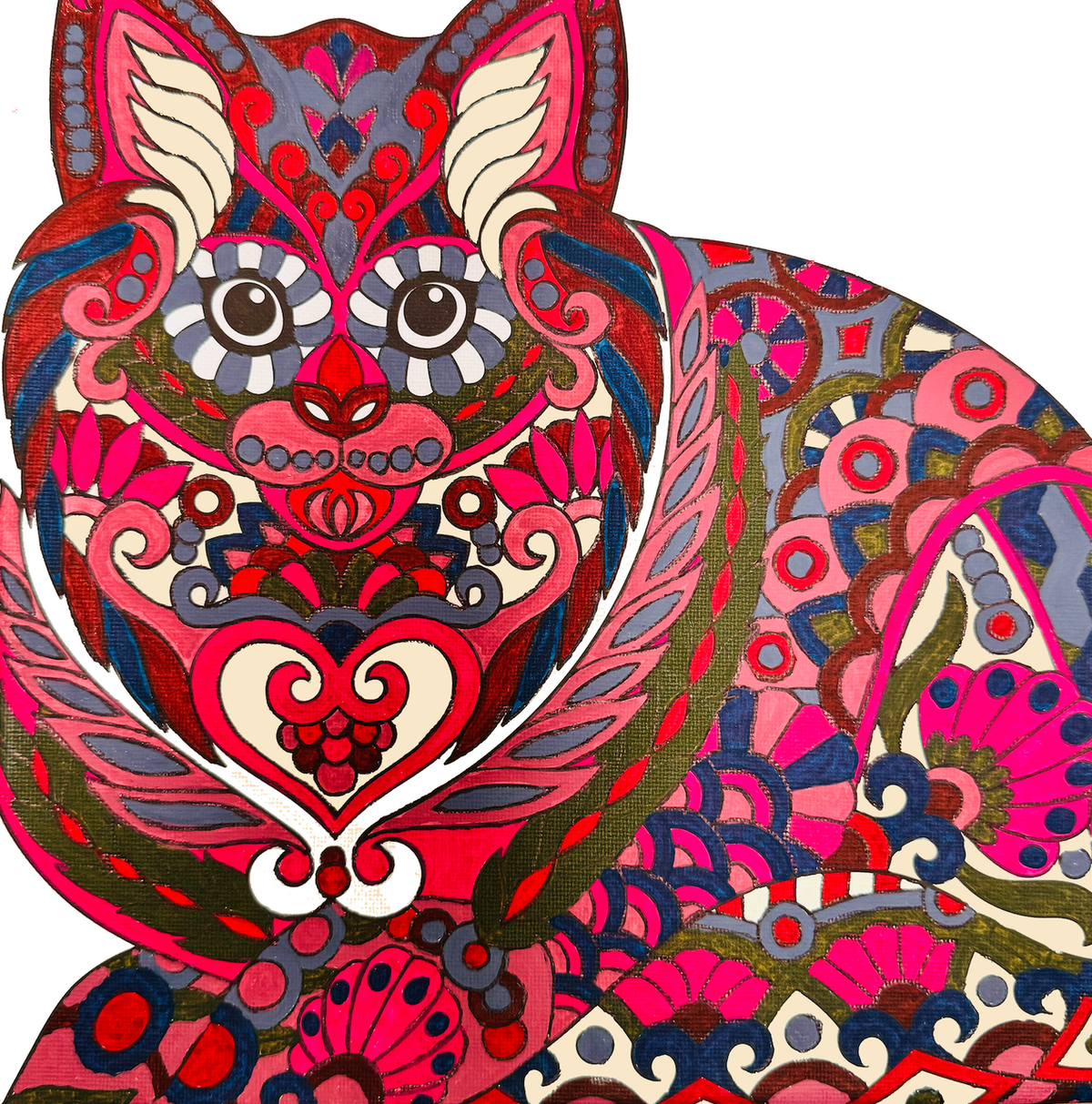 Cat artwork drawn with POSCA PC-3M dark colour markers