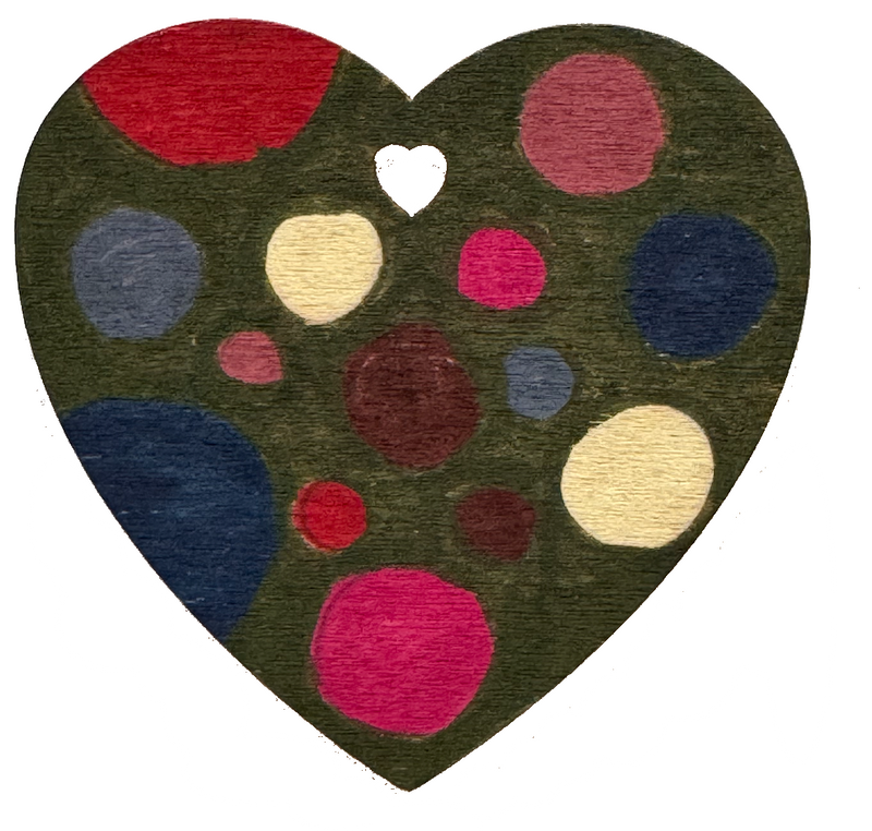Wooden heart coloured with the POSCA PC-3M dark colours wallet