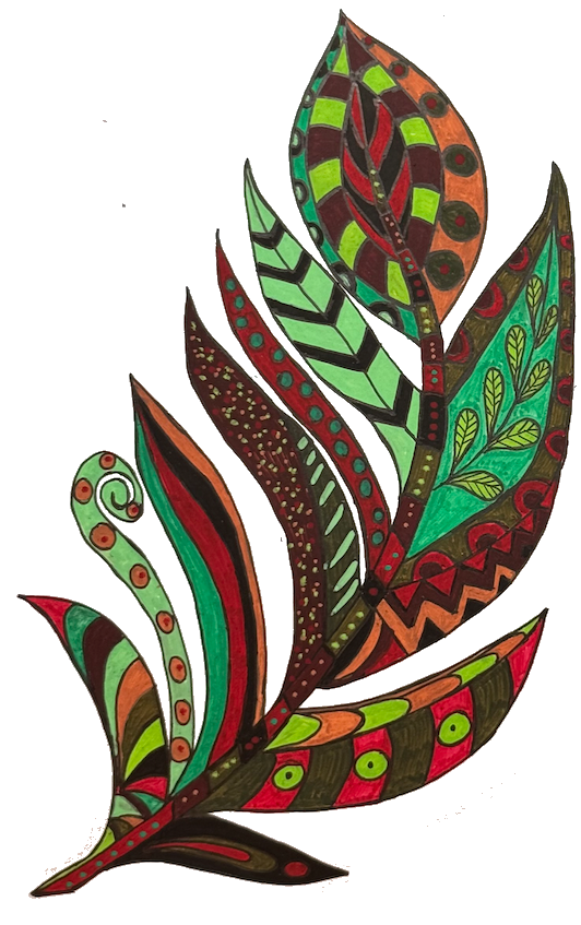 Feather drawn in bark and timber shades with POSCA PC-3M markers