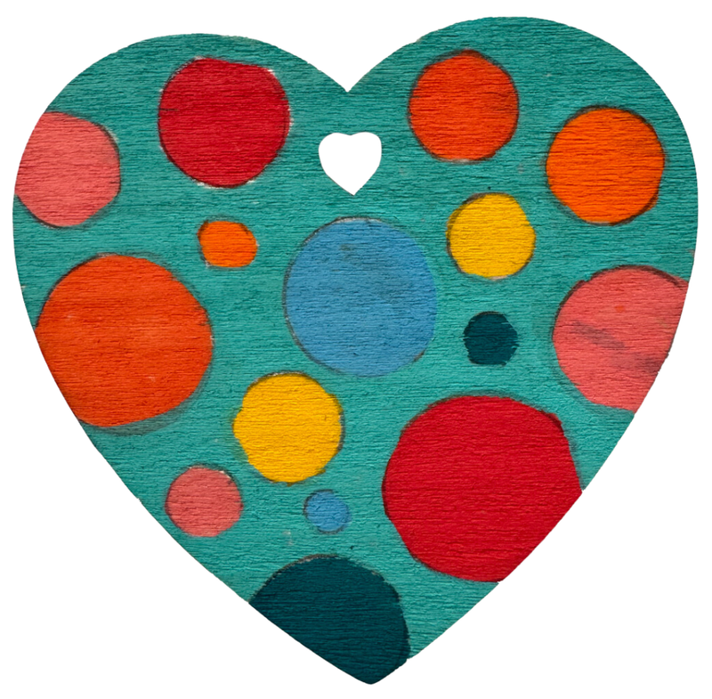 Heart design on wood made with POSCA PC-5M summer tones