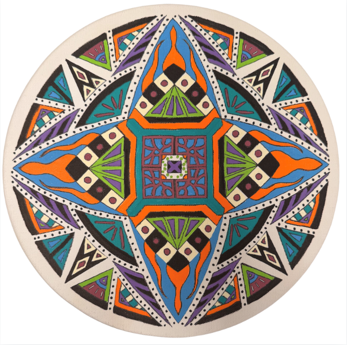 Mandala on canvas made with POSCA PC-5M Indigenous Modern tones